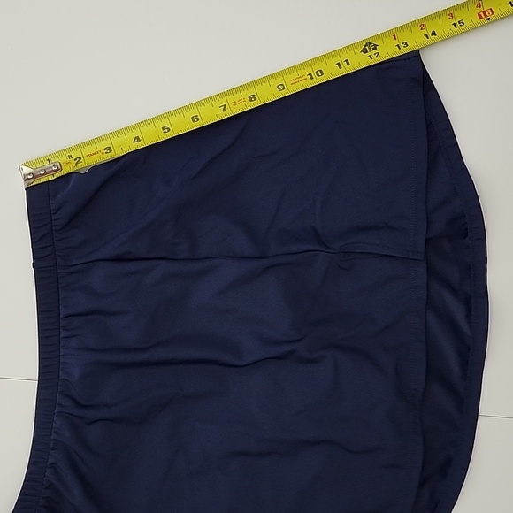 Navy Swim Skirt Front Slit Elasticized  Waistline Integrated Full Bottom Size 12 - Picture 11 of 11